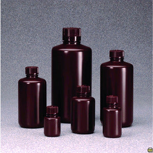 Bottiglie a bocca stretta Nalgene, con tappo, HDPE, ambrate