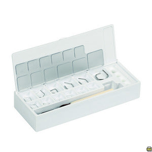 Set di pesi in milligrammi E1, in scatola di plastica