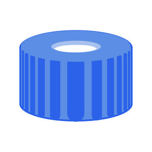 Tappo a vite N 9, PP, blu, con foro, silicone bianco/poliammide incolore, 1.0mm, privo di fluoro (PFAS)