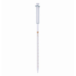 Pipette graduate con pistone, vetro Soda-lime, graduazioni ambrate