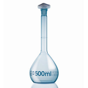 Matracci tarati, Vetro Borosilicato 3.3, classe A, plastica rivestita PUR, graduazioni blu