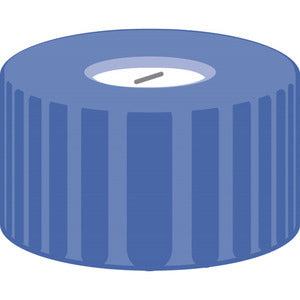 Tappo a vite N 9, PP, blu, con foro, silicone bianco/poliammide arancione, con fessura,1.0mm, privo di fluoro (PFAS)