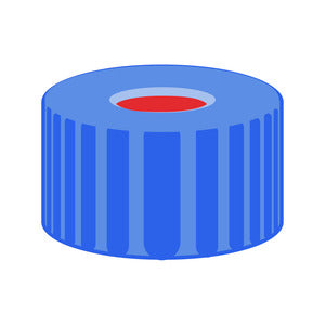 Tappo a vite, N 9, PP, blu, con foro, gomma nat./ETFE, 1.0 mm (per GC)
